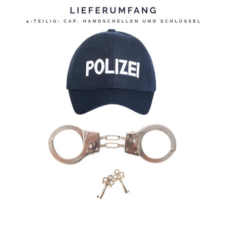 Polizei Cap Kinder blau mit Handschellen