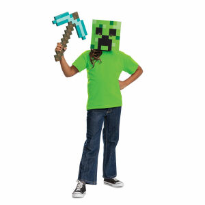 Diamant Spitzhacke mit Creeper Maske Kinder Minecraft