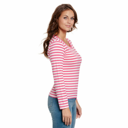 Ringelshirt Damen langarm pink-weiß M