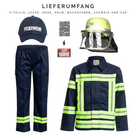 Feuerwehr Kostüm Kinder komplett Outfit 140